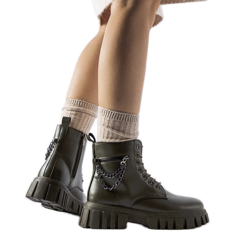 Sötétzöld, zsebes Spadafore bokacsizma