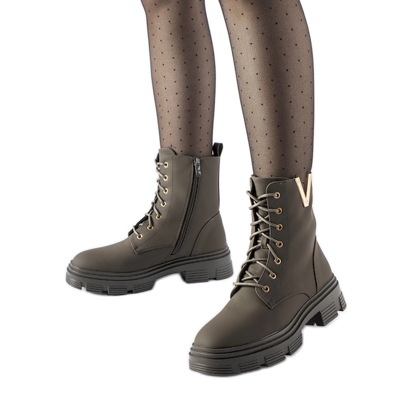 Sötétzöld szigetelt matt Fru bokacsizma