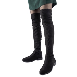 Hosszú fekete, meleg, öko-velúr Scandale csizma