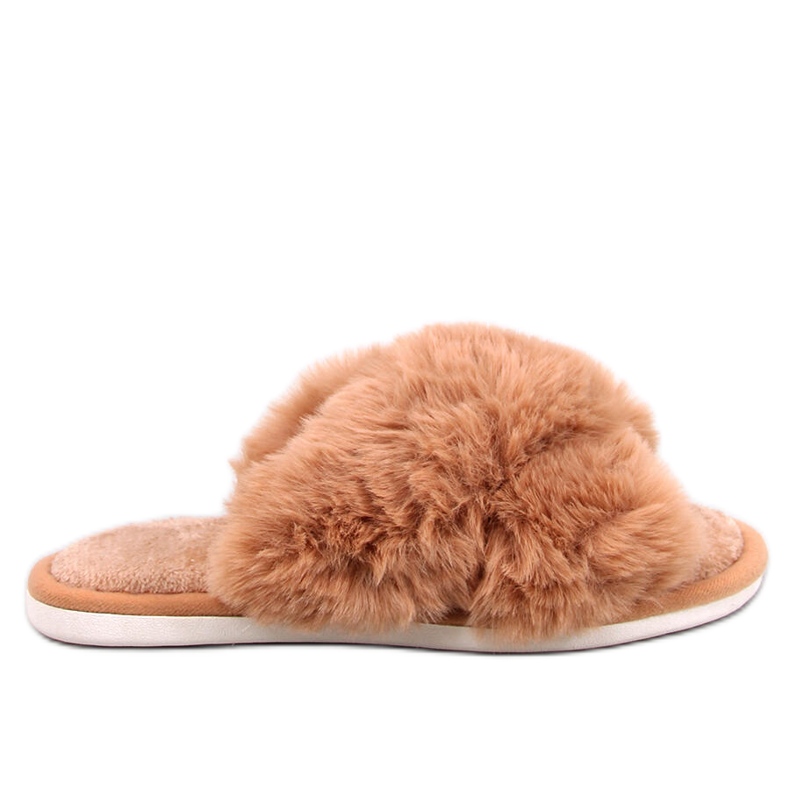 Parris Camel keresztpántos prémes papucs barna