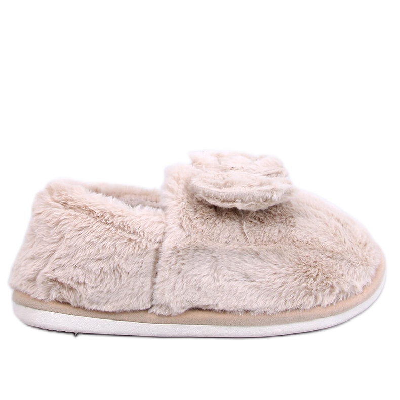 Emres Beige szőrme papucs masnival bézs