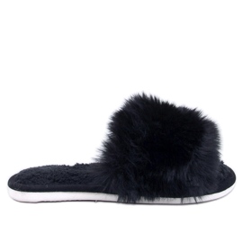 Kemars fekete szőrme, nyitott orrú papucs Kemars fekete szőrme, nyitott orrú papucs