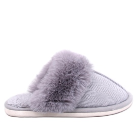 Szürke halszálkás papucs bundával