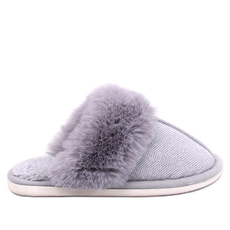 Szürke halszálkás papucs bundával