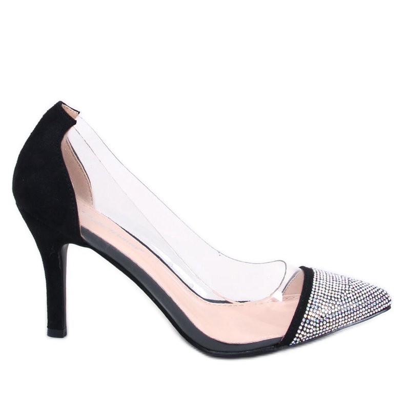 Briana Black női átlátszó magassarkú fekete