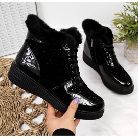 Hőszigetelt bőrcsizma a Rieker W 93312 platformon, fekete Hőszigetelt bőrcsizma a Rieker W 93312 platformon, fekete