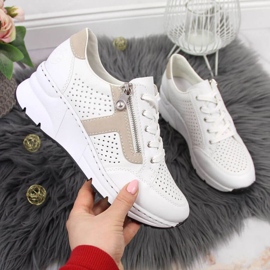 Rieker W N6304-80 fehér bőr ékcipő