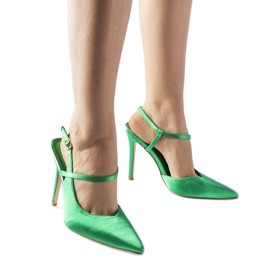 Zöld nyitott sarkú Aquilone magassarkú