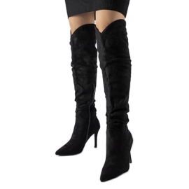 Fekete hosszú csizma, magas sarkú Joppo Fekete hosszú csizma, magas sarkú Joppo