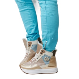 Deleon arany szigetelésű tornacipő csillámmal aranysárga