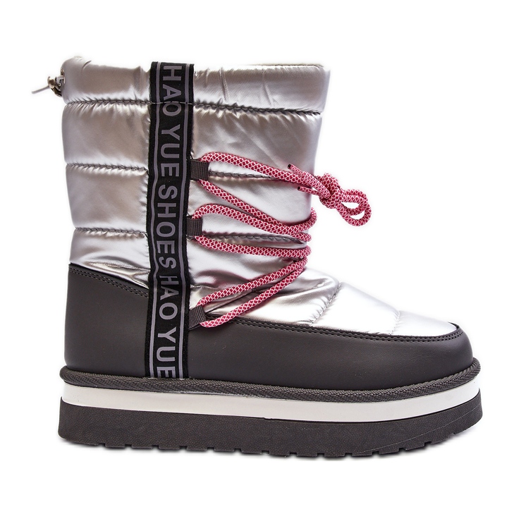 Női hócsizma ezüst lila fűzővel Női hócsizma ezüst lila fűzővel