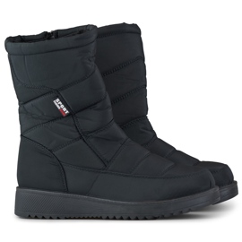 Női hőszigetelt hócsizma, steppelt szőrmével, alacsony emelvényű fekete