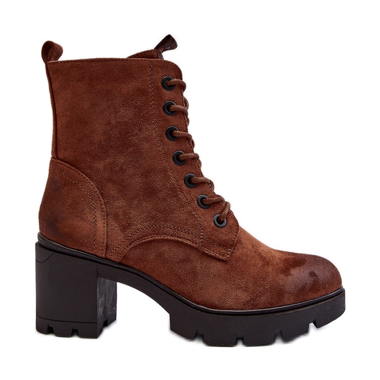 Női fűzős csizma magas sarkú barna Lunielle-n