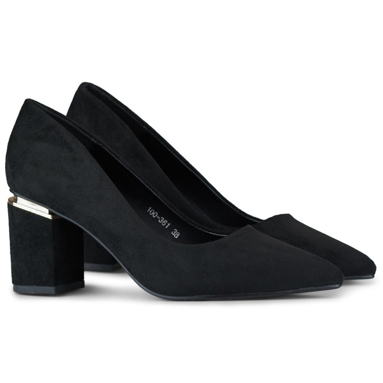 Fekete női velúr magas sarkú pumpák