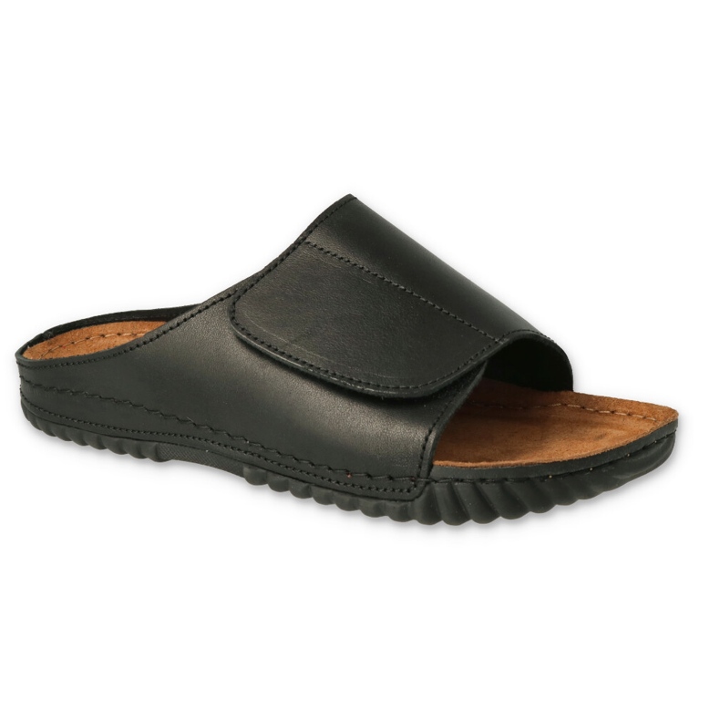 Befado férfi bőr papucs tépőzárral 158M020 fekete