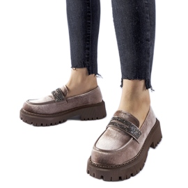 Barna naplopók Longuelo strasszokkal díszítve bézs