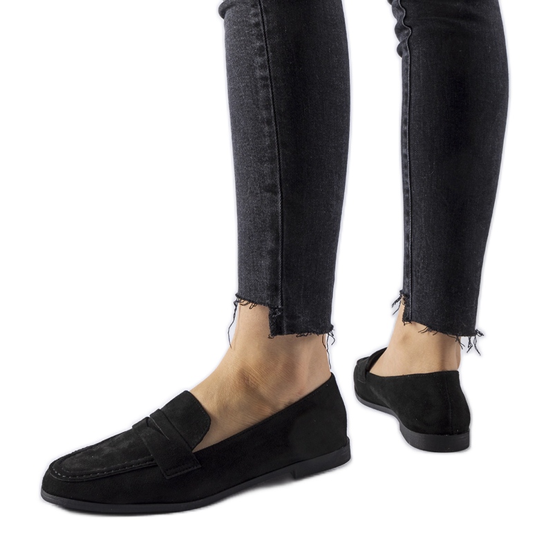 Fekete Medford öko-velúr mokaszinok