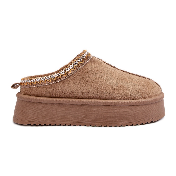 Bézs Sylva papucs vastag talppal Eco Suede anyagból