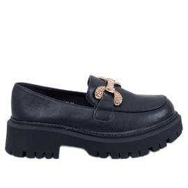 Buess Black platform teljes kiőrlésű mokaszinok fekete