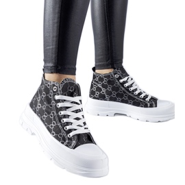 Terenzio monogrammal díszített fekete tornacipő