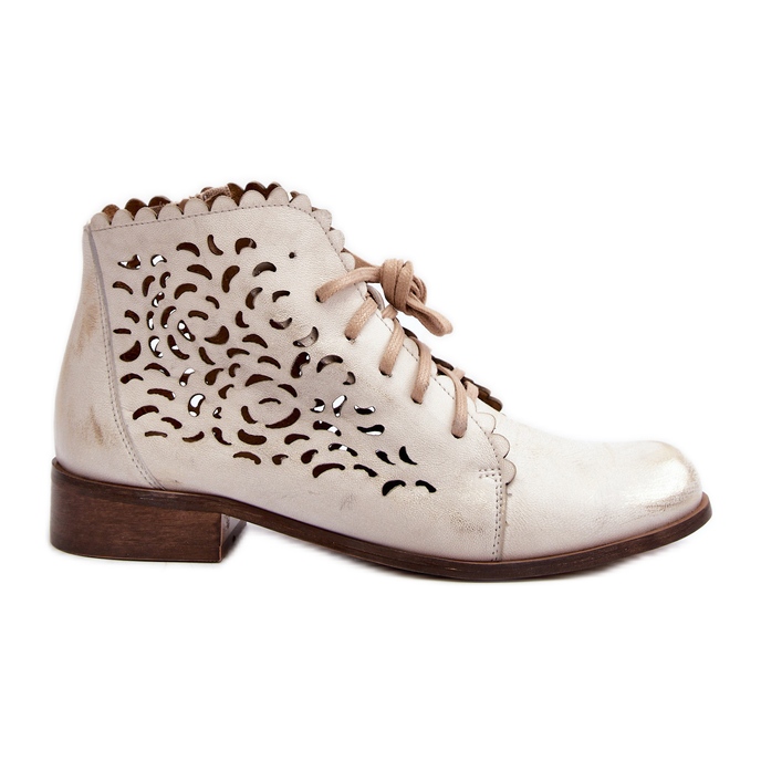 Zazoo 2871 női áttört, fűzős bokacsizma, arany, szálcsiszolt aranysárga