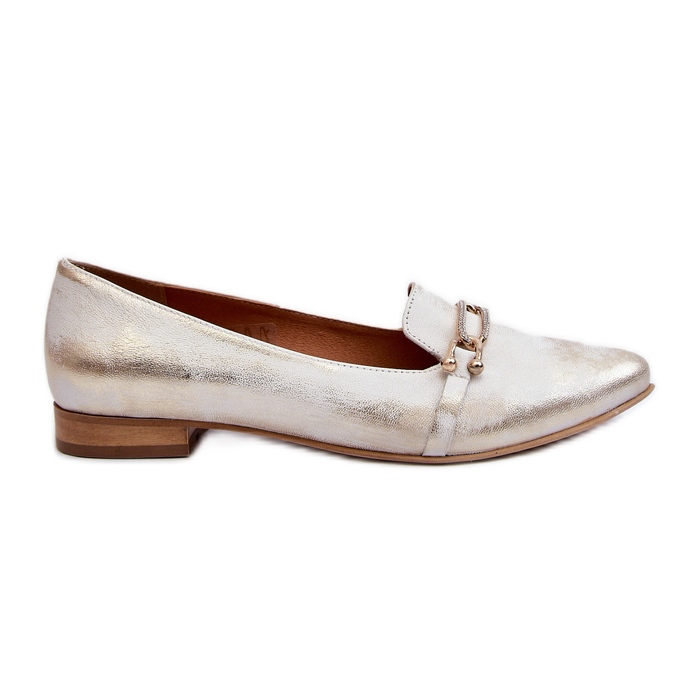 Zazoo 2885 bőr balettlakások arany és fehér díszítéssel aranysárga