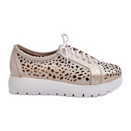 Zazoo 2821 női bőrcipő, áttört arany aranysárga