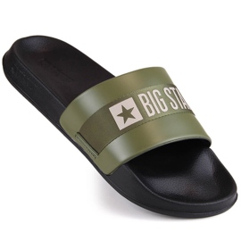 Férfi khaki ökológiai bőr flip-flop Big Star LL174458 zöld