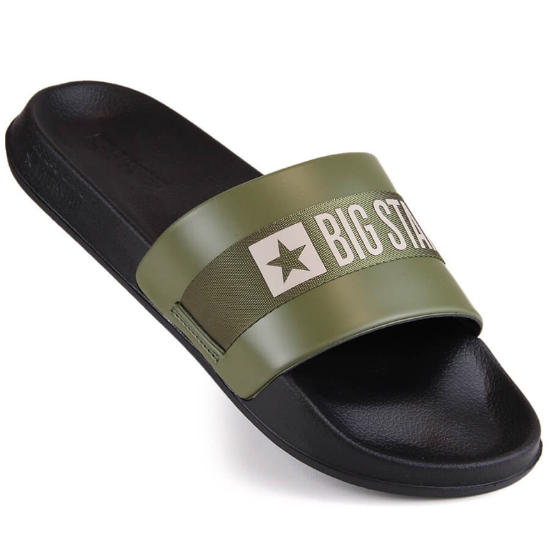 Férfi khaki ökológiai bőr flip-flop Big Star LL174458 zöld