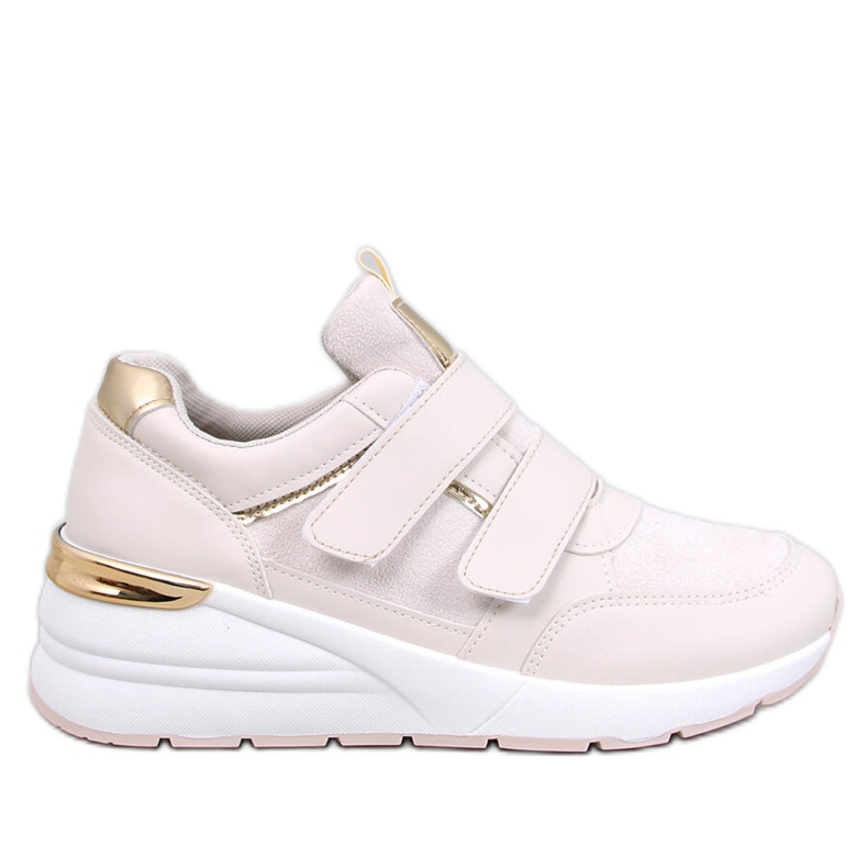 Moulton Beige ék alakú tornacipő tépőzárral bézs