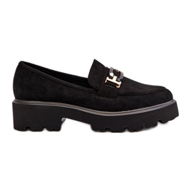 Női mokaszinok fekete Omavia díszítéssel