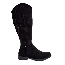 S.barski HY66-150 áttört csizma lapos sarkú, fekete S.barski HY66-150 áttört csizma lapos sarkú, fekete