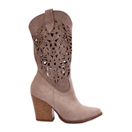 Zazoo 3414 Női áttört bokacsizma Velúr Cappucino bézs