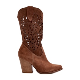 Zazoo 3414 női áttört bokacsizma, velúr barna