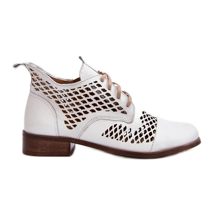 Zazoo 2704 áttört bőrcsizma, fehér