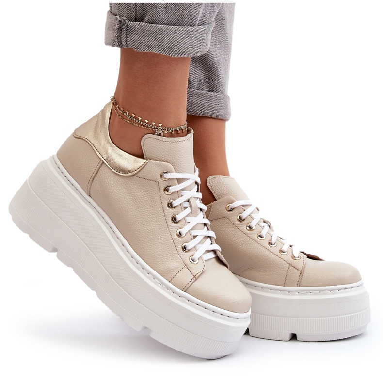 Zazoo 10165 női sportcipő masszív platformon, bézs