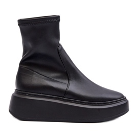 Zazoo 3395 női bőr bokacsizma masszív platformon, fekete Zazoo 3395 női bőr bokacsizma masszív platformon, fekete