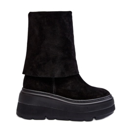 Zazoo 3410 velúr női bokacsizma masszív platformon, fekete Zazoo 3410 velúr női bokacsizma masszív platformon, fekete