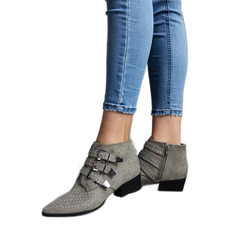 Zöld dekoratív alacsony sarkú bokacsizma Forever