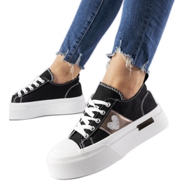 Fekete és ezüst színű Lawton platform tornacipő Fekete és ezüst színű Lawton platform tornacipő