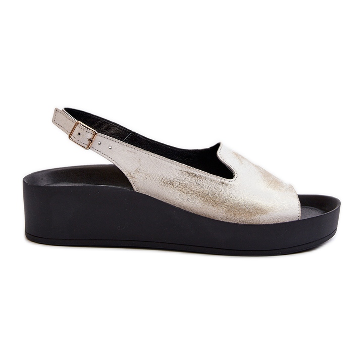 Zazoo 2893 női bőr szandál vastag talpon, szálcsiszolt arany aranysárga