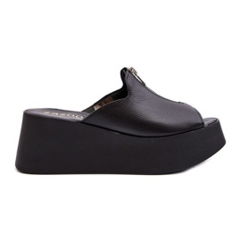 Zazoo 2916 női papucs masszív platformon, cipzárral, fekete