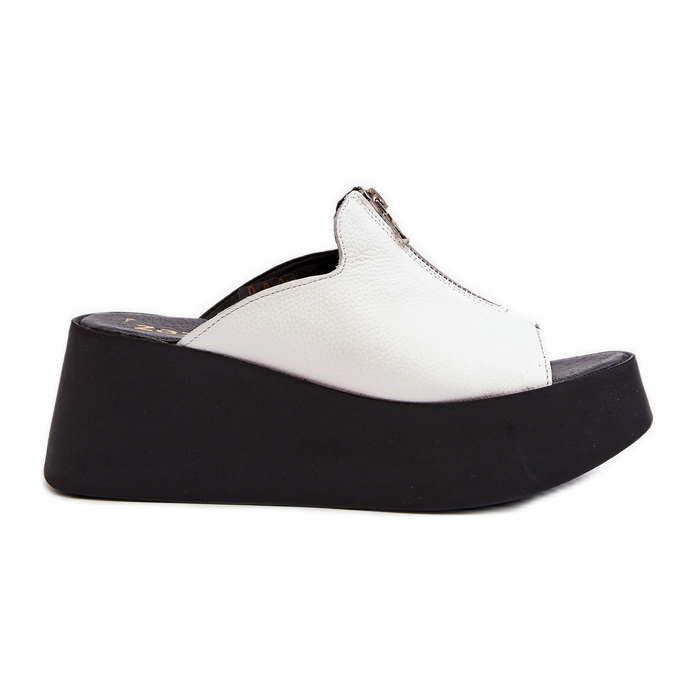 Zazoo 2916 női papucs masszív platformon, cipzárral, fehér Zazoo 2916 női papucs masszív platformon, cipzárral, fehér