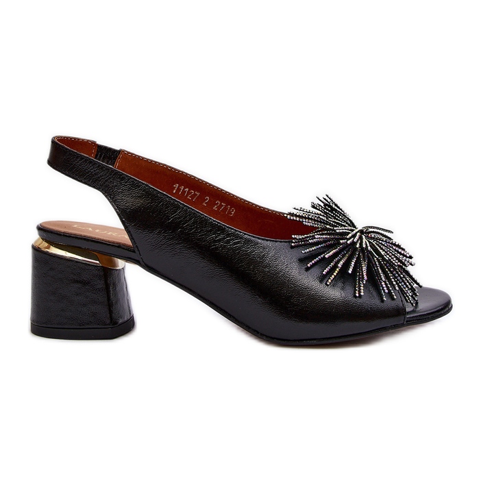 Bőr szandál díszítéssel Laura Messi 2719 fekete