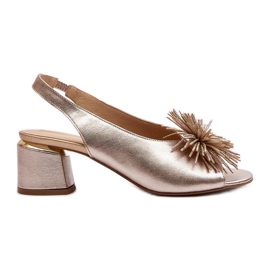 Bőr szandál díszítéssel Laura Messi 2719 arany aranysárga Bőr szandál díszítéssel Laura Messi 2719 arany aranysárga