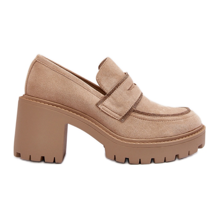 Bézs Feneli női vaskos sarkú cipő