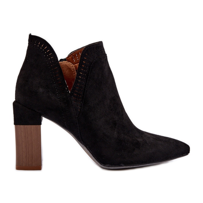 Fekete Vailen magas sarkú bokacsizma áttört mintával