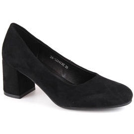 Női fekete velúr magas sarkú pumpák Potocki SZ12340