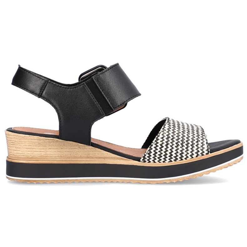 Kényelmes bőr szandál tépőzárral Remonte D6453-01 fekete