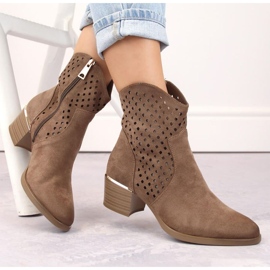 Vinceza W JAN265B velúr áttört cowboy csizma, barna